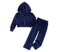Completi Bambina, Tuta da Ginnastica con Cappuccio in Velluto per Ragazze, Caldo Completo da Jogging in Pile, Morbido e Casual, Due Pezzi da Indossare con Pantaloni per Le uscite quotidiane