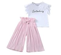 Completi Camicia Allentata T Lettera Top per Bambini + Pantaloni per Bambina con Volant Costume per Bambini Completi per Bambina e Set Completo Bambina 9 Anni