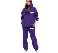 Completi da Donna 2 Pezzi Complete Sportiva Casual Maniche Lunghe Fitness Cotone felpa con cappuccio a Pullover Senza E Jogging Pantaloni Tuta Casa Curvy Taglie Forti Tute Ginnastica