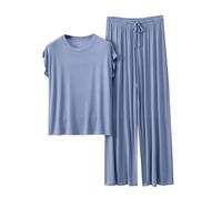 Completi Da Donna 2 Pezzi Leggera Elegante Coordinato Tute Da Ginnastica Larghi Taglie Forti Estivo T Shirt E Pantaloni Palestra Curvy Set Due Pezzi Maniche Corte Jogging Traspirante Tuta Da Casa