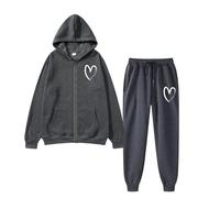 Completi da Donna 2 Pezzi Sportivi Leggero Maniche Lunghe Fitness Cotone con Cappuccio Set Tuta Felpa Senza e Pantalone Ginnastica Tutta Casa Taglie Forti Felpata Invernale