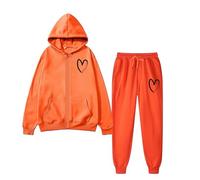 Completi da Donna 2 Pezzi Sportivi Leggero Maniche Lunghe Fitness Cotone con Cappuccio Set Tuta Felpa Senza e Pantalone Ginnastica Tutta Casa Taglie Forti Felpata Invernale