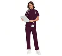 Completi di uniformi chirurgiche da donna, articoli per infermiere, top e pantaloni, uniformi cliniche, abiti da lavoro per saloni di bellezza, spa e ospedali L,M,S,XL,XXLBlocchi di coloreTessuto intr