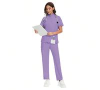 Completi di uniformi chirurgiche da donna, articoli per infermiere, top e pantaloni, uniformi cliniche, abiti da lavoro per saloni di bellezza, spa e ospedali L,M,S,XL,XXLColore unicoTessuto intreccia