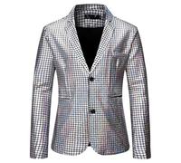 Completi Disco Anni 70 per Uomo | Giacca Completo Anni 70 Discoteca Brillante - Giacca da Uomo Blazer Costume per Adulti per Feste ed Eventi come Matrimonio, Halloween, Natale, Ballo, Compleanno e Tra