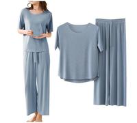 Completi Donna con Pantaloni Casual da Casa Set Estivi Ice Tuta Moda Manica Corta T-shirt Top Pantalone Lunghi Tracksuit Loose Morbido Eleganti Completo Tute Sportiva Oversize Taglie Forti