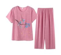 Completi Donna con Pantaloni Eleganti in Cotone e Lino Tute Donna Larghi Taglie Forti Completo Estivo Pantalone E Top Due Pezzi Tuta Anziani Casual Completa Maniche Corte Leggera Curvy Set 2 Pezzi