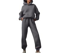 Completi Donna Sportivi Leggero 2 Pezzi Tute Training Felpa con Cappuccio e Pantalone Ginnastica Tuta Invernale da Donna Palestra Tuta Felpata Sportive Hoodie a Maniche Lunghe Fitness Cotone
