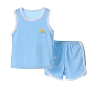 Completi Estivi Bambino 2025 Stampa Shirt Top Pantaloncini Pigiama Maniche Lunghe Elegante Coordinato Estivo Tuta Ragazzo Abiti Casual Senza Maglia Completo Regalo Bimbo Ragazzi Bambini