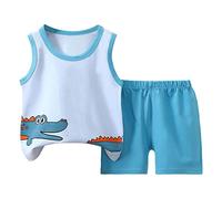 Completi Estivi Bambino Cotone Tinta Unita Completo Neonato Coordinato Leggero Set Di Vestiti Unisex Morbido Abbigliamento Da Spiaggia Comodi Elegante Canotta Senza Manica E Pantaloncini
