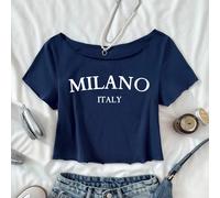 Completi estivi italiani, top estivi per adolescenti in Italia, crop top maglietta ragazza, maglietta corta bianca uomo blu navy, abbigliamento per vacanze in Italia, MILANO, ITALIA, BLU E BIANCO, mod