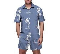 Completi Estivi Uomo Eleganti Set Cotone Due Pezzi Oversize Completo Casual Bluse Con Bottoni E Pantaloni Corta a Vita Alta Completi Mare Spiaggia Taglie Forti Tuta Da Jogging Leggeri Slim Fit