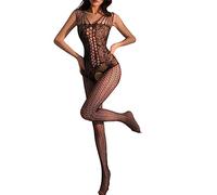 Completi Intimi Sexy Donna Sexydonna Hot con Buco Sexy Lingerie Net Vestiti File Aperti Latte materno No off Passion Suit Calze Sexy seducenti Vestitino Trasparente Camicia da Notte (Black, One Size)