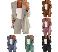 Completi pantaloni da donna UK eleganti in 2 pezzi con giacca doppia con spacchi e pantaloni con vita elasticizzata. Set da donna primaverile autunnale per abbinamenti eleganti per lavoro in ufficio