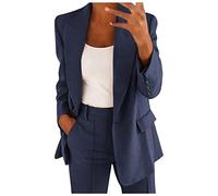 Completi pantaloni da donna UK eleganti in 2 pezzi con giacca doppio petto e pantaloni con vita elasticizzata per signore, outfit coordinati primaverili e autunnali per lavoro in ufficio, matrimonio