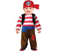 Completi per Bambini Maschi Questo adorabile costume da pirata per neonati trasforma i più piccoli in audaci marinai del mare. Il completo include un caratteristico cappello rosso con teschio pirata,