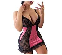 Completini Intimi Donna Hot Lingerie Young Tutine Donna Discoteca Intimo Moda Babydoll Rosso Pizzo Corsetto per assottigliare la Vita Sottoveste sexydonna Perizoma Vita Alta Donna Cotone