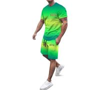Completini Uomo Estivi Taglio comodo e rilassato Estiva Maniche Corte Set Completo Pratico e funzionale Set 2 Pezzi Traspirante Casual Fitness Elastico Completo per la casa Beach Party Summer Holiday