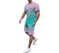Completini Uomo Estivi Taglio comodo e rilassato Estiva Maniche Corte Set Completo Pratico e funzionale Set 2 Pezzi Traspirante Casual Fitness Elastico Completo per la casa Beach Party Summer Holiday