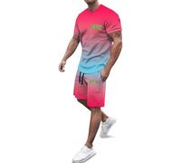 Completini Uomo Estivi Taglio comodo e rilassato Estiva Maniche Corte Set Completo Pratico e funzionale Set 2 Pezzi Traspirante Casual Fitness Elastico Completo per la casa Beach Party Summer Holiday