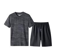 Completini Uomo Estivi Tuta Cotone Palestra Leggeri Completino Due Pezzi Sportivo Camicia Maniche Corte E Pantaloni Corte Completi Casual Spiaggia Completo Da Ginnastica Estivi Elastico Traspirante