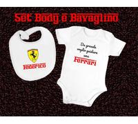 COMPLETINO BODY BAVAGLINO FERRARI NEONATO DA 6-24 MESI PERSONALIZZATO CON NOME