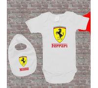 COMPLETINO BODY BAVAGLINO FERRARI NEONATO DA 6-24 MESI PERSONALIZZATO CON NOME