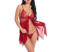 Completino Capodanno Tuta Sexy Donna Hot con Buco Abiti da Boudoir per Indumenti da Notte in Pizzo Donna Taglie Forti Langeray Vestiti Sexy Oggetti Erotitici per Coppie Wine S
