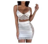 Completino Donna Perizoma Rosso Donna Capodanno Suit Fun Solid Underwear Sexy Stitching Gonna Lace Colore Lingerie Intimoos Hot ITA Giarrettiera Sexy Hot (White XXL)