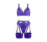 Completino Donna Sexy Hot Natale Intimoos Hot ITA Lingerie Giarrettiera per Donna Lingerie Sexy Trasparente Abbinata A 4 Pezzi Reggiseno Rosso Purple S