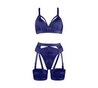 Completino Donna Sexy Hot Natale Intimoos Hot ITA Lingerie Giarrettiera per Donna Lingerie Sexy Trasparente Abbinata A 4 Pezzi Reggiseno Rosso Dark Blue XL