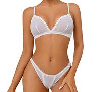Completino Donna Sexy Hot Natale Intimoos Hot ITA Lingerie per Donna Set di Biancheria Intima per Body in Pelle con in 2 Pezzi Reggiseno Lingerie Reggiseno Sexy White S