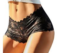 Completino Intimo Donna Hot, Donne Lace Boyshort Sexy Panties Floreale Basso Aumento Biancheria Intima Ladies Confortevole Underpants Femminile Lingerie (Black, L)