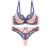 Completino Sexydonna Hard Intimo Sensuale Slip Costume Donna Curvy Leggero Reggiseno Adesivo Push Up Babydoll in Seta Blu con Schiena Nuda per La Luna di Miele Romantica