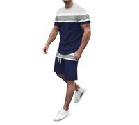Completino Uomo Estivo Cotone Tute Casual Leggeri Cotone Completi Due Pezzi Estivi Maglietta Maniche Corte E Pantaloni Corte Completino Sportivo Traspirante Completo Da Casa Palestra Training Curvy