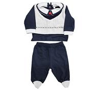 #Completo 2 Pezzi Elegante Gilet Neonato Baby NG CELESTE BLU-Blu-3/6 mesi
