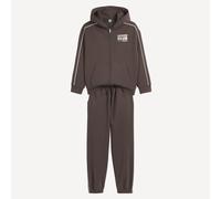Completo 2 pezzi, felpa con cappuccio e pantaloni da jogging, in tessuto felpato Marrone 5 anni - 108 cm Tinta unita