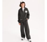 Completo 2 pezzi, felpa con collo trucker e pantaloni da jogging, tessuto felpato Grigio 5 anni - 108 cm Tinta unita