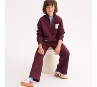 Completo 2 pezzi, felpa con collo trucker e pantaloni da jogging, tessuto felpato Rosso 5 anni - 108 cm Tinta unita