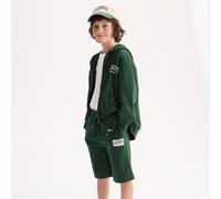 Completo 2 pezzi, felpa con zip e cappuccio, bermuda, in tessuto felpato Verde 5 anni - 108 cm Tinta unita