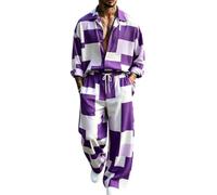 Completo 2 pezzi Uomo Camicia collo dritto pantalone con coulisse tuta