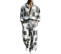 Completo 2 pezzi Uomo Camicia collo dritto pantalone con coulisse tuta