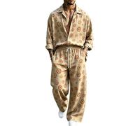 Completo 2 pezzi Uomo Camicia collo dritto pantalone con coulisse tuta