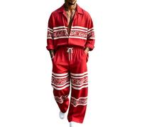 Completo 2 pezzi Uomo Camicia collo dritto pantalone con coulisse tuta