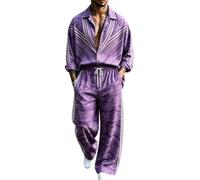 Completo 2 pezzi Uomo Camicia collo dritto pantalone con coulisse tuta