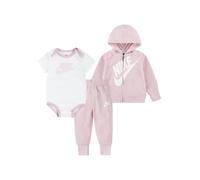 Completo 3 pezzi nike bimba con felpa, body e pantaloni (rosa/bianco)