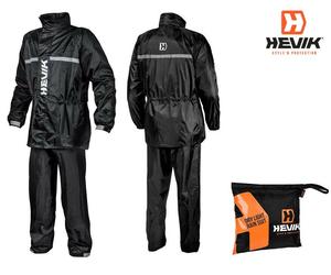 Completo Antipioggia moto scooter 2 pz Giacca Pantalone Impermeabile Hevik Nero