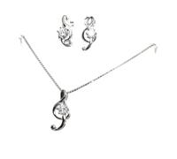 completo argento 925 collana orecchini ciondolo chiave sol violino zirconi donna