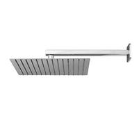 Completo asta con soffione doccia grande ultraslim 25 cm, serie Mira, in acciaio inox, spessore da 2mm, anticalcare, asta da 35 cm, kit asta soffione a parete