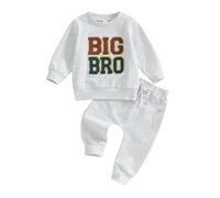 Completo autunnale per bambini Set di pantaloni coordinati Bro Tuta sportiva con stampa Lil/Big Bro Felpa con ricamo a lettere Lil/Big Bro a maniche lunghe+pantaloni Set di autunnale per neonati